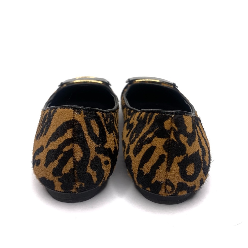 Calvin Klein Oneta Leopard Print Calf Hair Leather Embellished Ballet Flats - 7 - Picture 3 of 7